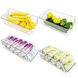 [2+2 Cajas] Puricon Organizador de Latas, Cajas de Almacenaje de Refrigerador Neveras para Casa para Almacenamiento de Bebidas, Frutas, Verduras, Aperitivos