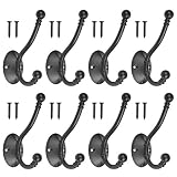 TIMESETL 8 Piezas Ganchos Percheros Negro Estilo Retro para Colgar Ropa Abrigo Perchero Pared de Cocina Colgadores de Puerta Organizador (Negro)