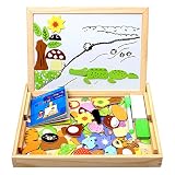 StillCool Puzzles de Madera Magnético 100 Piezas, Dibujo de Animal Colorido con Placa,Rompecabezas Pizarra con Caja para Niños Desde 3 Años,Juguete Educativo para Regalo