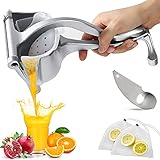 Exprimidor Naranjas Manual UNANIC Exprimidor Zumo A Presión para Limón Lima Naranja Exprimidor de Naranjas en Aleación de Aluminio con Extractor de Semillas de Acero Inoxidable y Bolsas de Malla