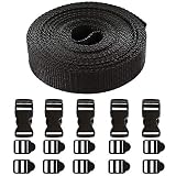 MIZOMOR HUSZZM 10 Piezas Hebillas de Plastico Correa Nylon 20mm * 5m Hebilla Liberacion Rapida Hebillas para Mochilas Bolsos Reparación Reemplazo Hacer Bricolaje Collares de Perros Carpa Negro
