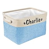 Cesta plegable para perro PET ARTIST con nombre personalizado de mascota – Caja de almacenamiento rectangular organizador para juguetes para perros, abrigos para perros, ropa para perros y accesorios