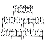 Huaxingda Valla decorativa de jardín, paisaje al aire libre, borde forjado, vallas plegables para patio, cama de flores, paneles de sección de barrera, decoración de piquete negro, 5 unidades