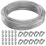 Ruesious Juego de suspensión de cable de acero inoxidable, cable de nylon 304 recubierto de alto rendimiento, collarines de acero inoxidable M2 304, con enchufes de engarce de aluminio