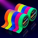 Neon Tape [10 Rollos] Cinta Adhesiva,UV Fluorescente Luz Negra, Neón Gaffer Tape, Glow In The Dark, Blacklight, 5 Colores, 15MM*5M Por Rollo, Para Suministros De Fiesta De Luz Negra Para Halloween
