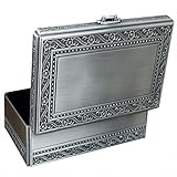 Infinite U estilo Vintage plata envejecida Simple Patterns rectangular tallada forma de pantalones de deporte para mujer/niña Joyero tamaño grande