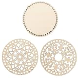 3 Piezas Fondos de Cestas de Madera, Cesta de Madera Natural con Base de Madera, Base de Cesta de Ganchillo, Cesta de Madera Natural Círculo, para Accesorios Hechos a Mano del Bolso Diy