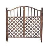 LLZH Puerta de Madera para Valla Exterior Puerta Peatonal del Jardín Puerta Doble,A(Ground Stake),H120*L142cm