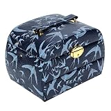 WXQIANG Caja de joyería de 3 Capas con Espejo cajón almacenaje de la joyería de Anillos Collares Pendientes, Azul, latón, Multicolor, Rojo (Color : Blue)