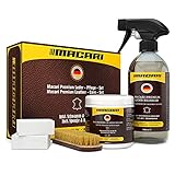 Macari Set de Mantenimiento de Cuero Zapatos sofá y Coche. Limpiador de tapicería y Grasa/Crema para Cuero como Accesorios para los Sets de Limpieza de Zapatos, Sets de Reparaciones de Cuero