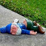 Estatua de gnomo de jardín, divertido travieso borracho enano de resina adornos mini escultura conjunto de arte al aire libre hadas jardín jardín jardín patio decoración