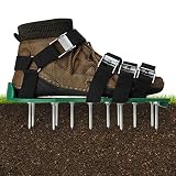 EIVOTOR Zapatos Aireadores de Césped &Zapatos para Airear el Césped & Escarificador Cesped Zapatos Jardín de Césped & Escarificador Manual con 8 Correas Ajustables para Césped, Jardín, Jardinería