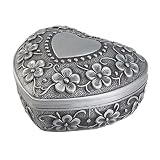Joyero Vintage En Forma De Corazón Joyero De Aleación De Zinc Joyero De Metal Tallado Diseño Floral De Rosas Vintage Joyero Retro Regalo De Recuerdo De Boda Para Anillos Collares Etc
