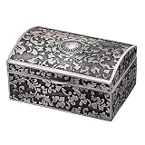 Vintage Jewelry Storage Box Caja Del Anillo Del Pecho Caja De Almacenamiento De Baratijas Vintage Joyero Metal Rectángulo Patrón De Cajas De Joyas De Metal Retro Para Collar Caja Cofre Del Tesoro