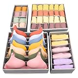 sprecenk Organizadores de Cajones Ropa Interior, Juego de 4 Cajas Plegable Organizador de Almacenamiento Lavable Organizadoras Armarios Separadores de Cajones para Sujetadores, Calcetines (Gris)