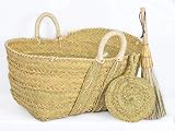 Cesteria Aparici Cesto esparto para leña (60X43X30) 7148-Mediano - REGALO ESCOBILLA Y AVENTADOR
