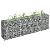 UnfadeMemory Jardinera Exterior,Gaviones de Piedra,Muro de Gaviones,Decorativos para Jardin Patio,Acero Galvanizado,Plateado (180x30x60cm)