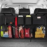 SURDOCA Organizador Coche - 3 Gen [90 * 46 cm de Doble Capacided] Organizador Maletero Coche, Equipado con [Elastic Net & 4 Structura de Varita Mágica] Bolsa Maletero Coche, Bolsa Coche, Negro