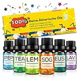 Set de Aceites Esenciales para Difusor,100% Natural Puro Aromaterapia Aceite Aromático,6 x 10 ml Essential Oils Set para humidificadores, lámparas de fragancia, jabón, SPA, masaje