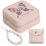 La Caja de Sueños Joyero Pequeño Rosa - Mujer Chicas Niñas - Separador de Joyas - Organizador Anillos, Pendientes - Mini Joyero Viaje - Regalo Bolsa Neceser y Correa de Cristal para Colgar