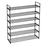 SONGMICS Zapatero de 6 Niveles, Estantes Metálicos para Guardar hasta 30 Pares de Zapatos, para Sala de Estar, Entrada, Vestíbulo y Armario, 92 x 30 x 113 cm, Negro LSA16BK