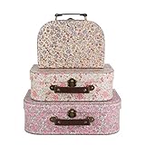 3 X Vintage Floral stunning storage suitcases