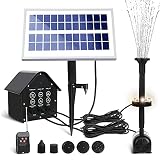 JonesHouseDeco Fuente Solar Bomba, 5 LED Luces, 3.6W Bomba de Agua Solar Fuente, Caudal 200 L/H, con 5 Boquillas para Piscina, Baño de Aves, Estanque, Patio y Decoración del Jardín