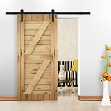 Skesoar - Kit de riel para puerta corredera, 6FT/6,6FT de ferrocarril grande negro para puerta corredera colgante Hardware de madera, armario armario separador industrial (200 cm, modelo 1)