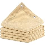 Toldo Vela de Sombra Protección Solar Rectangular, HDPE 95% Protección UV Toldo de Coche con Cuerdas y Bridas para Jardín, Patio, Balcón, Camping, Exteriores pérgola, 0,5 m 1 agujero, Arena (2x3m)
