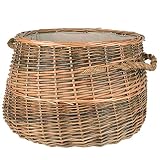 RM Design Cesta de mimbre para leña, cesta para leña de chimenea, cesta de la ropa o decoración, diámetro 50 cm