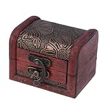 VOSAREA Caja de Almacenamiento de joyería de Escritorio del Cofre del Tesoro de Madera Vintage Misceláneas Organizador Contenedor Estuche (Lotus)