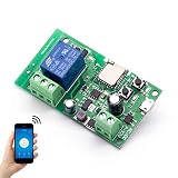 EACHEN WiFi Inlay inalámbrico Relé Momentáneo/Autoblocante Interruptor Inteligente DIY Hogar inteligente Gadget DC 5-32V Entrada Aplicación Ewelink Compatible con Alexa Google Nest IFTTT (ST-DC1)