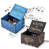 Ruikdly 2 Piezas Caja de Musica Harry Potter Caja Musica Juego De Tronos Mini Caja De MúSica De Manivela De Madera Caja de Música de Manivela de Madera Tallada Vintage Regalos para niños (Azul/Negro)