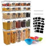 GoMaihe Botes Cocina, Juego de 25 Piezas de Recipiente de Botes Cocina Almacenaje de Plástico de Alimentos Sellados con Tapa, Se Utiliza para Almacenar Cereales Arroz, Harina, Etc