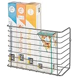 mDesign Cesta de alambre para colgar – Estantería metálica resistente para armario o pared – Práctico estante para cocina de metal – gris