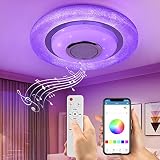 Wayrank Plafon Led Techo RGB con Altavoz Bluetooth,36W Lampara Led Techo Control con Remoto y Control de Aplicaciones, Luz Techo Moderno para Cocina Dormitorio