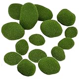 Kaimeilai 15 piedras de musgo artificiales, bolas de musgo artificiales, macetero, decoración para manualidades, suave, duradera, arreglos florales, terrarios y manualidades