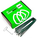 Winfaith Piquetas Verdes Piezas 100 Made in Italy en Acero EN 10204 3.1 Galvanizado en Caliente - Antióxido Jardín Césped Sintético Anclaje - Medidas mm H150 x L30 x D3