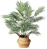 SOGUYI Planta de Palma Areca 70cm Artificial Palmera Falsa Decorativa Grande Árboles Plástico de Interior y Exterior Decoración para Hogar, Oficina, Casa, Balcón, Dormitorio