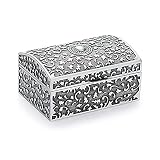 IGNPION Caja de joyería de metal Vitrina Vitrina Vitrina Organizador de almacenamiento Caja de almacenamiento Plata antigua Mini Caja de recuerdos, Pequeña