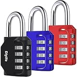 Candado De Combinación, [3 Piezas] Diyife Cerradura De Impermeable Combinación De 4 Dígitos, Candado para El Casillero del Gimnasio Escolar, Caja De Herramientas,Cerca, Cerrojo, Etc. (Negro Azul rojo)