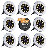 SUPCHON 8 Piezas Luces Solares Exterior,Luces Solarenterradas 8 Leds Farolas Solares Exterior Solar Enterradas Bajo Tierra Lámpara al Aire Libre Camino Cubierta Vallas para Jardin
