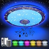 Halussoer Lámpara Led Techo inteligente Con Altavoz Bluetooth, 48W 4000lm Plafón De Techo Led wifi, Compatible con Alexa y Google Home, Aplicable a la Cocina, Dormitorio, Sala de Estar, Ø43cm