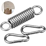 Inntek Gancho de Suspensión, Gancho de Hamaca, Muelle de Carga, Muelle Acero Inoxidable, Suspension de Columpio Giratorio para Hamaca Columpio Capacidad Máx. 250KG Longitud 15CM con 2 Mosquetones