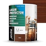 Lasur Protector al Agua Mate. Protege, decora y embellece todo tipo de madera. (750 Mililitros, teka)
