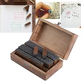 Sellos De Goma De Alfabeto De De Madera,70PCS Con Caja De Almacenamiento,Utilizado Para Álbumes De Fotos, Álbumes De Recortes, Escribir Una Carta, Llevar Un Diario
