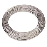 Cuerda de alambre, Cable de acero inoxidable 304, 7x7 filamento, Cable de 50 m de longitud, 167 Kg Resistencia a la rotura