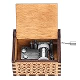 Caja Música Manivela Madera Caja Música Madera Grabada a Mano Vintage Regalo Cumpleaños