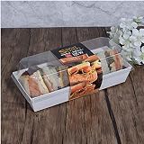 Sandwich Craft - Caja de papel con tapas transparentes (50 unidades), compatible con contenedores grandes de sushi, contenedor de rollos suizos, magdalenas,, 19 x 8,4 x 6 cm (blanco)