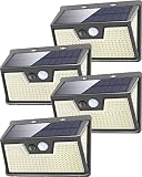 Woolmug Luz Solar Exterior 320 LED, [4 Pack / 3 Modos] Focos LED Exterior Solares con Sensor de Movimiento, IP65 Impermeable Foco Solar Exterior 280º Lampara Solar para Jardín, Garaje, Calle, Patio
